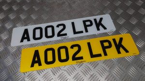 Front and Rear Number Plates – White and Yellow British Standard Legal Number Plate