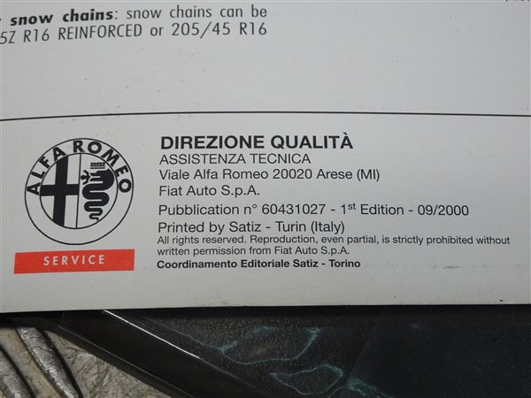 GTV Owners Manual Book Pack Phase2 – Alfa Romeo 916 GTV 1998-2005 - immagine 9