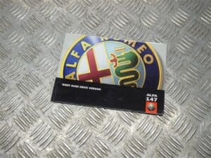 Right Hand Drive Booklet Manual Owners Supplement 60431044 – Alfa Romeo 147 2001-2010